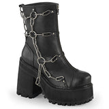 4" Heel, 2" PF Ankle Boot, Front Zip Pleaser Demonia ASSAULT/66