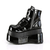 4 1/2" Tiered PF Lace-Up Ankle Boot, Side Zip Pleaser Demonia BEAR104/BPT-BVL