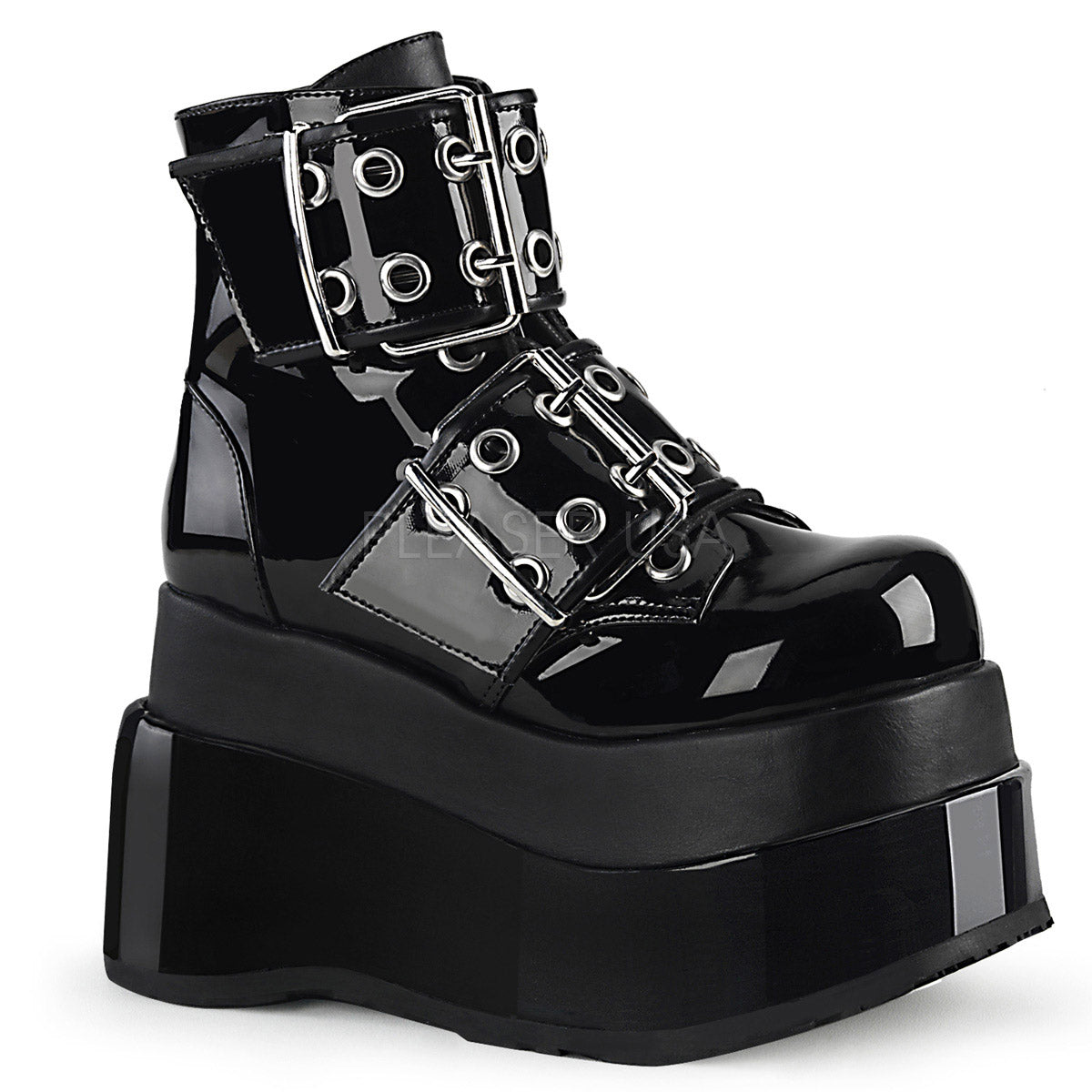 4 1/2" Tiered PF Lace-Up Ankle Boot, Side Zip Pleaser Demonia BEAR104/BPT-BVL