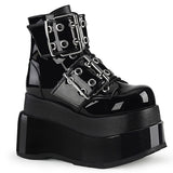 4 1/2" Tiered PF Lace-Up Ankle Boot, Side Zip Pleaser Demonia BEAR104/BPT-BVL