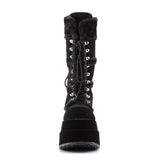 Sexy Super Stacked Plush Trim Suede Mid Calf Lace Up Boots Shoes Pleaser Demonia BEAR/202