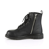 1 1/4" Heel 8-Eyelet Mid Calf Unisex Vegan Boot, Side Zip Pleaser Demonia BOLT/100