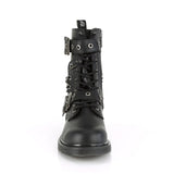 1 1/4" Heel 10 Eyelet Mid-Calf Combat Boot, Side Zip Pleaser Demonia BOLT/250