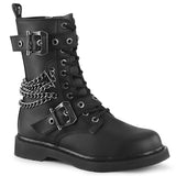 1 1/4" Heel 10 Eyelet Mid-Calf Combat Boot, Side Zip Pleaser Demonia BOLT/250