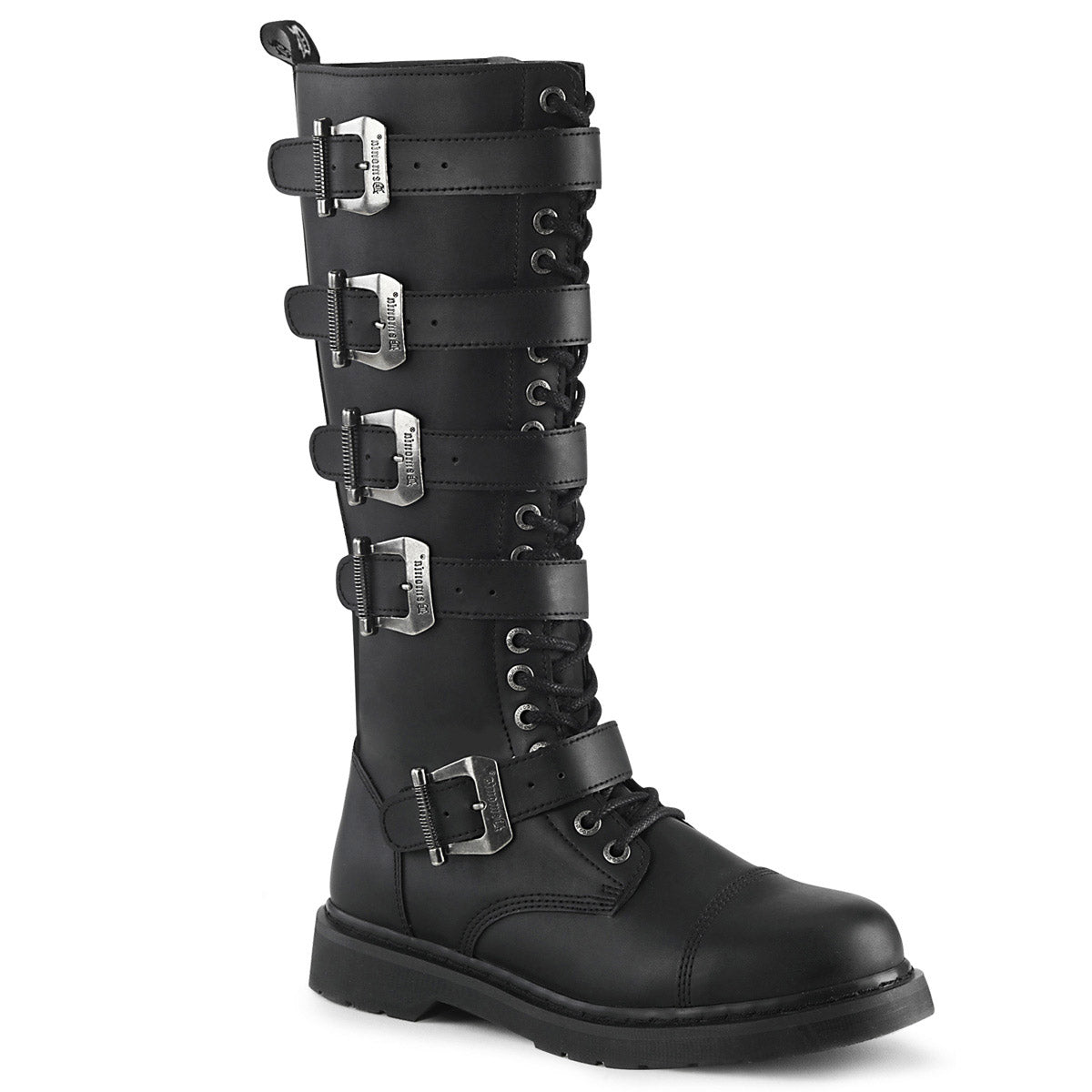 1 1/4" Heel 20 Eyelet Knee High Combat Boot, Side Zip Pleaser Demonia BOLT/425