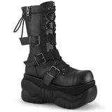 4" PF Lace-Up Mid Calf Boot, Back Metal Zipper Pleaser Demonia BOXER/230