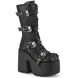 5" Chunky Heel, 3" P/F Lace-Up Mid-Calf Boot, Back Zip Pleaser Demonia CAMEL/115