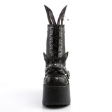 5" Chunky Heel, 3" Platform, Lace-Up Front Ankle Boot, Side Pleaser Demonia CAMEL/202