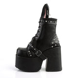 5" Chunky Heel, 3" Platform, Lace-Up Front Ankle Boot, Side Pleaser Demonia CAMEL/202