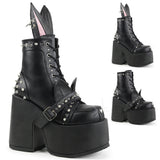 5" Chunky Heel, 3" Platform, Lace-Up Front Ankle Boot, Side Pleaser Demonia CAMEL/202