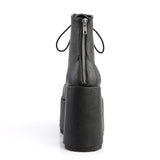 5" Chunky Heel, 3" P/F Lace-Up Ankle Boot, Metal Back Zip Pleaser Demonia CAM203/BVL