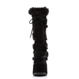 Goth Punk Faux Suede Rabbit Fur Knee High Platform Go Go Boots Shoes Pleaser Demonia CAMEL/311