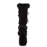 Goth Punk Faux Suede Rabbit Fur Knee High Platform Go Go Boots Shoes Pleaser Demonia CAMEL/311