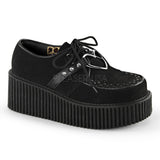 3" PF Creeper w/Heart O-Ring & Spikes Detail Blk Vegan Suede-Vegan Leather Pleaser Demonia CRE206/BVS-VL