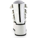 3 1/2" Pf Ankle Bootw/ 4 Buckle Straps, Back Metalzip Pleaser Demonia DAM105/WHG