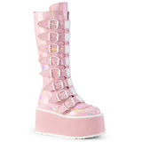 3 1/2" Pf Kneehigh Bootw/8 Bucklestraps, Back Metal Zip Pleaser Demonia DAM318/BPHG