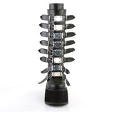 3 1/2" Pf Buckled Strap Knee Boot, Back Zip Pleaser Demonia DAM318/BVL