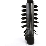 3 1/2" Pf Buckled Strap Knee Boot, Back Zip Pleaser Demonia DAM318/BVL