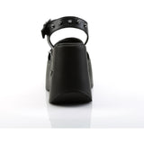 5" Star Cutout Platform Wedge Ankle Strap Sandal Blk Vegan Leather Pleaser Demonia DYNAMITE/02