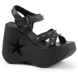 5" Star Cutout Platform Wedge Ankle Strap Sandal Blk Vegan Leather Pleaser Demonia DYNAMITE/02