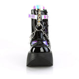 5" Star Cutout Pf Wedge Side Lace-Up Ankle Boot, Side Zip Pleaser Demonia DYNAMITE/101