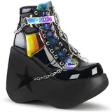 5" Star Cutout Pf Wedge Side Lace-Up Ankle Boot, Side Zip Pleaser Demonia DYNAMITE/101