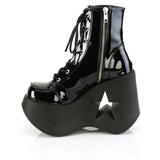 5" Star Cutout Pf Wedge Lace-Up Ankle Boot, Inside Zip Pleaser Demonia DYNAMITE/106
