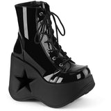 5" Star Cutout Pf Wedge Lace-Up Ankle Boot, Inside Zip Pleaser Demonia DYNAMITE/106