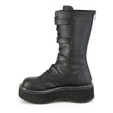 2" PF Lace-up Mid-Calf Boot w/ 4 Buckle Straps, Back Zip Pleaser Demonia EMILY/322