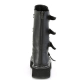 2" PF Lace-up Mid-Calf Boot w/ 4 Buckle Straps, Back Zip Pleaser Demonia EMILY/322