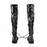 2" PF STR Over-the-Knee Lace-Up Boots, Side Zip Pleaser Demonia EMILY/377