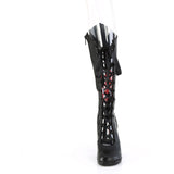 3 3/4" Heel, 1/2" Pf Lace-Up Knee High Boot, Inside Zip Pleaser Demonia GLAM243/BVL-RSA
