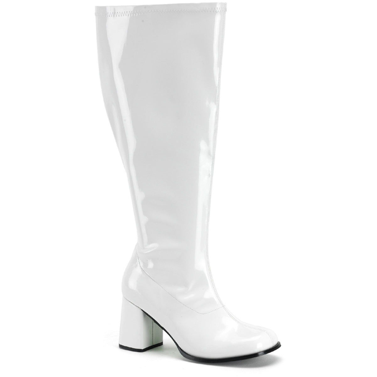 3" Block Heel Stretch Pat Wide Width Gogo Boot, Plus Size Pleaser Funtasma GOGO300X/W
