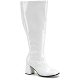 3" Block Heel Stretch Pat Wide Width Gogo Boot, Plus Size Pleaser Funtasma GOGO300X/W