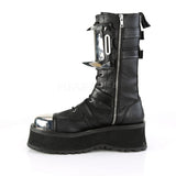 2 3/4" PF Lace-Up Mid-Calf Boot W/ Metal Toe Cap, Side Zip Pleaser Demonia GRAD250/BVL
