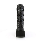 4 1/2" Platform Lace-Up Mid-Calf Boot, Inside Zip Pleaser Demonia KERA110/BVL