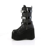 4 1/2" Platform Lace-Up Mid-Calf Boot, Inside Zip Pleaser Demonia KERA110/BVL