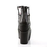 5" Wedge PF Cage Bootie, Back Metal Zip Blk Vegan Leather Pleaser Demonia POISON/25/1