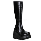 4 1/2" P/F Goth Punk Lolita Blk Pu Knee BT Blk Vegan Leather Pleaser Demonia SHA100/B/PU