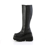 4 1/2" Wedge Pf Wide Calf Knee High Boot, Inside Zip Pleaser Demonia SHA100WC/BVL