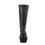 4 1/2" Wedge Pf Wide Calf Knee High Boot, Inside Zip Pleaser Demonia SHA100WC/BVL