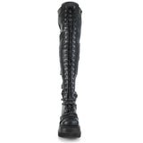 4 1/2" Wedge Pf Lace-Up Over-The Knee Boot, Side Zip Pleaser Demonia SHAKER/350