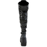 4 1/2" Wedge Pf Lace-Up Over-The Knee Boot, Side Zip Pleaser Demonia SHAKER/350