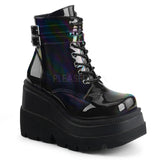 4 1/2" Wedge PF Ankle Boot, Side Zip Pleaser Demonia SHA52/BHG