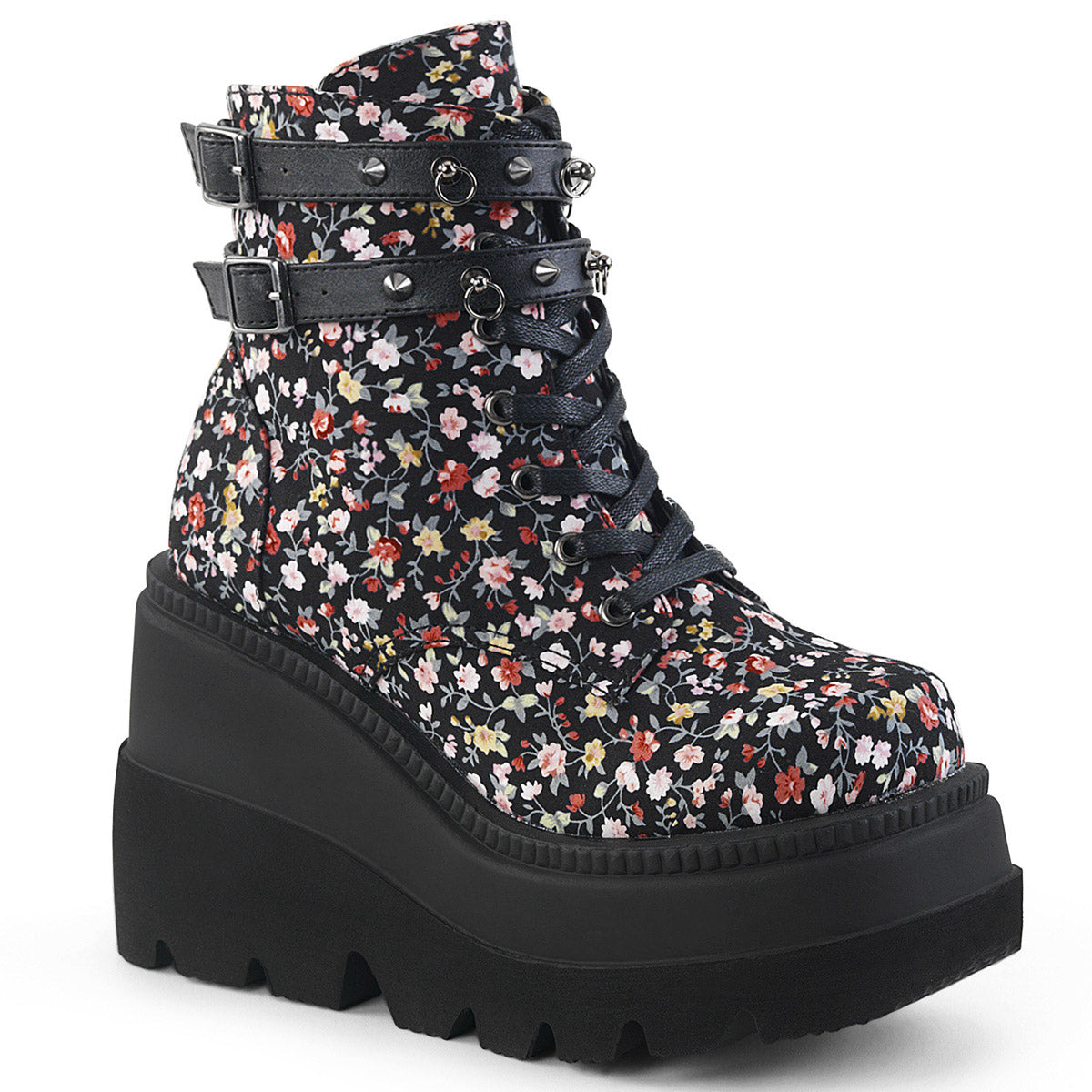 4 1/2" Wedge PF Ankle Boot, Side Zip Pleaser Demonia SHAKER/52ST