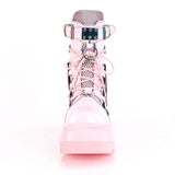 4" Wedge PF Lace-Up Ankle Boot, Back Metal Zipper Pleaser Demonia SHAKER/60