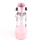 4" Wedge PF Lace-Up Ankle Boot, Back Metal Zipper Pleaser Demonia SHAKER/60