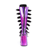 5 1/2" Pf Knee High Boot W/ 8 Buckle Straps, Back Metal Zip Pleaser Demonia SWI815/PPHG