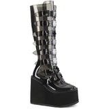 5 1/2" Pf Knee High Boot W/ 8 Buckle Straps, Back Metal Zip Pleaser Demonia SWING/815C