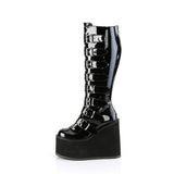 5 1/2" Pf Wide Calf Knee Boot W/ Buckle Straps, Back Zip Pleaser Demonia SWI815WC/B